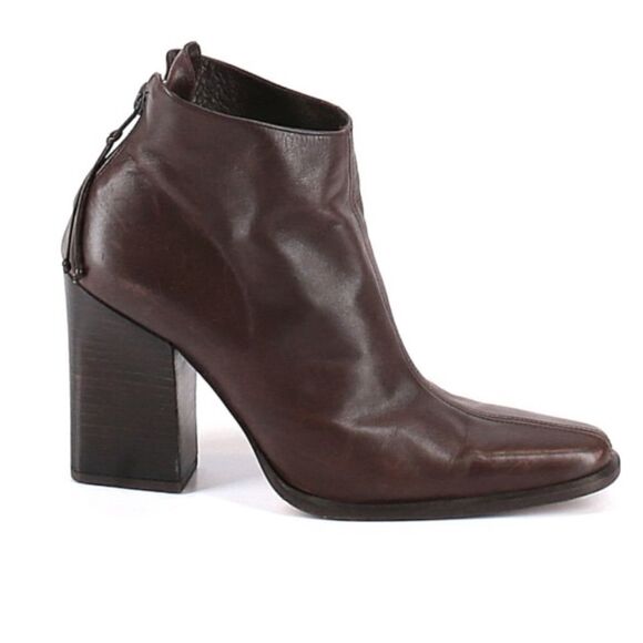 Vintage Donald J Pliner Brown Zip Ankle Bo…